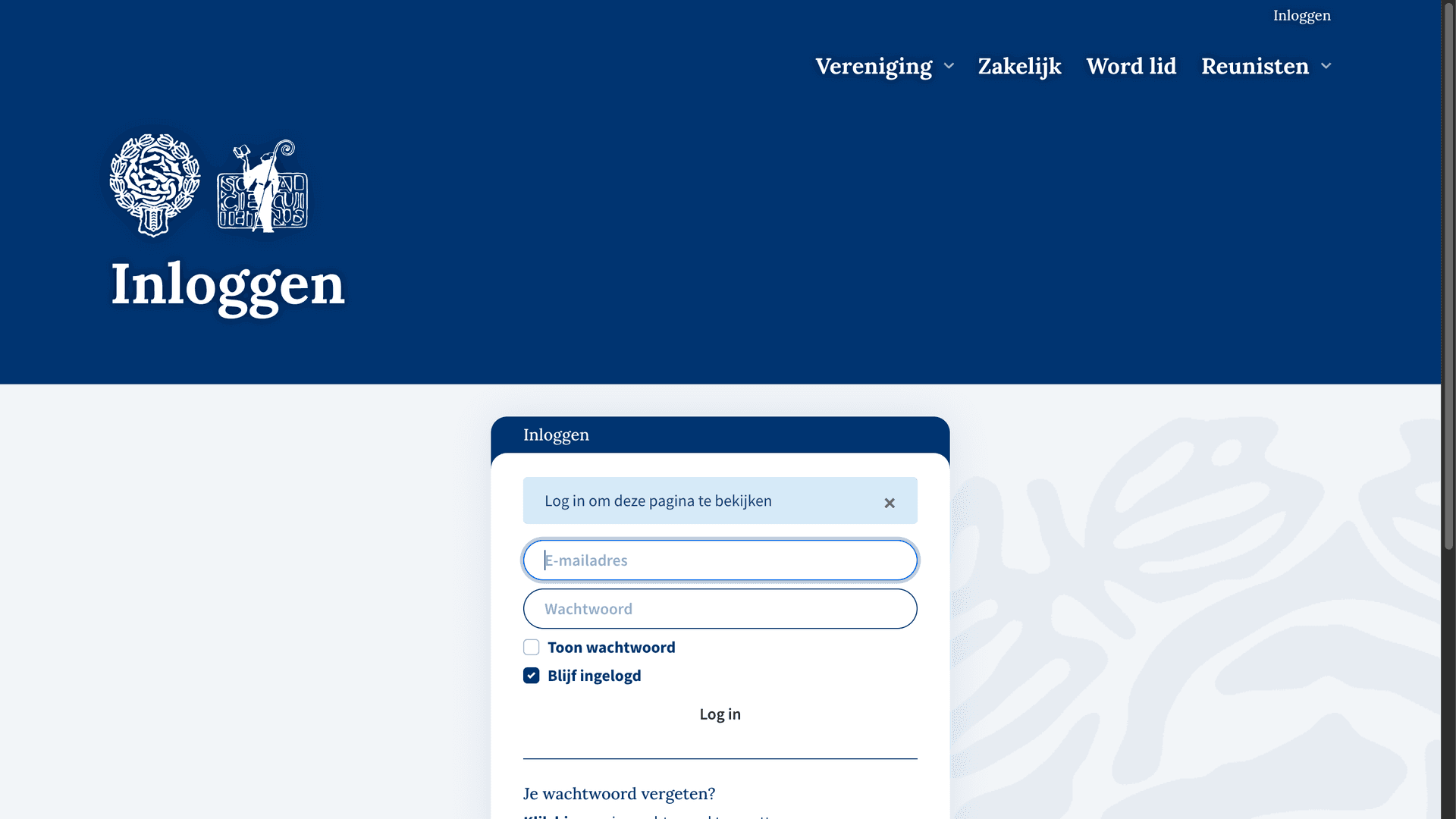 Inlogpagina van Virgiel